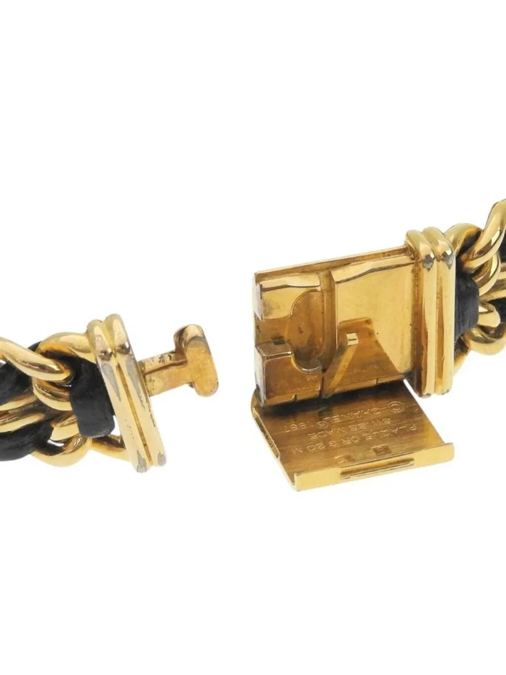 Chanel Premiere M Gold Plated Leather Quartz Analog Display Black Dial Watch
